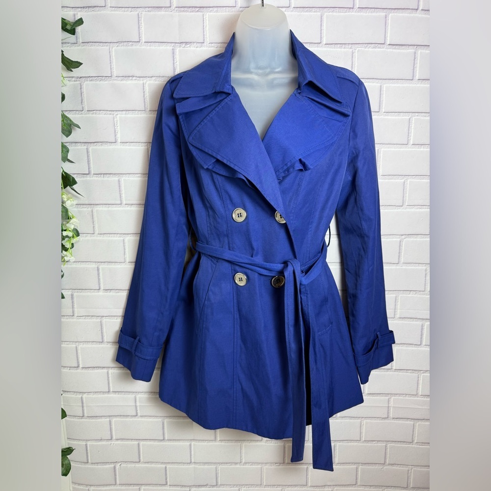 Express Women's Blue Double-Breasted Trench Coat Size SP - Picture 5 of 12